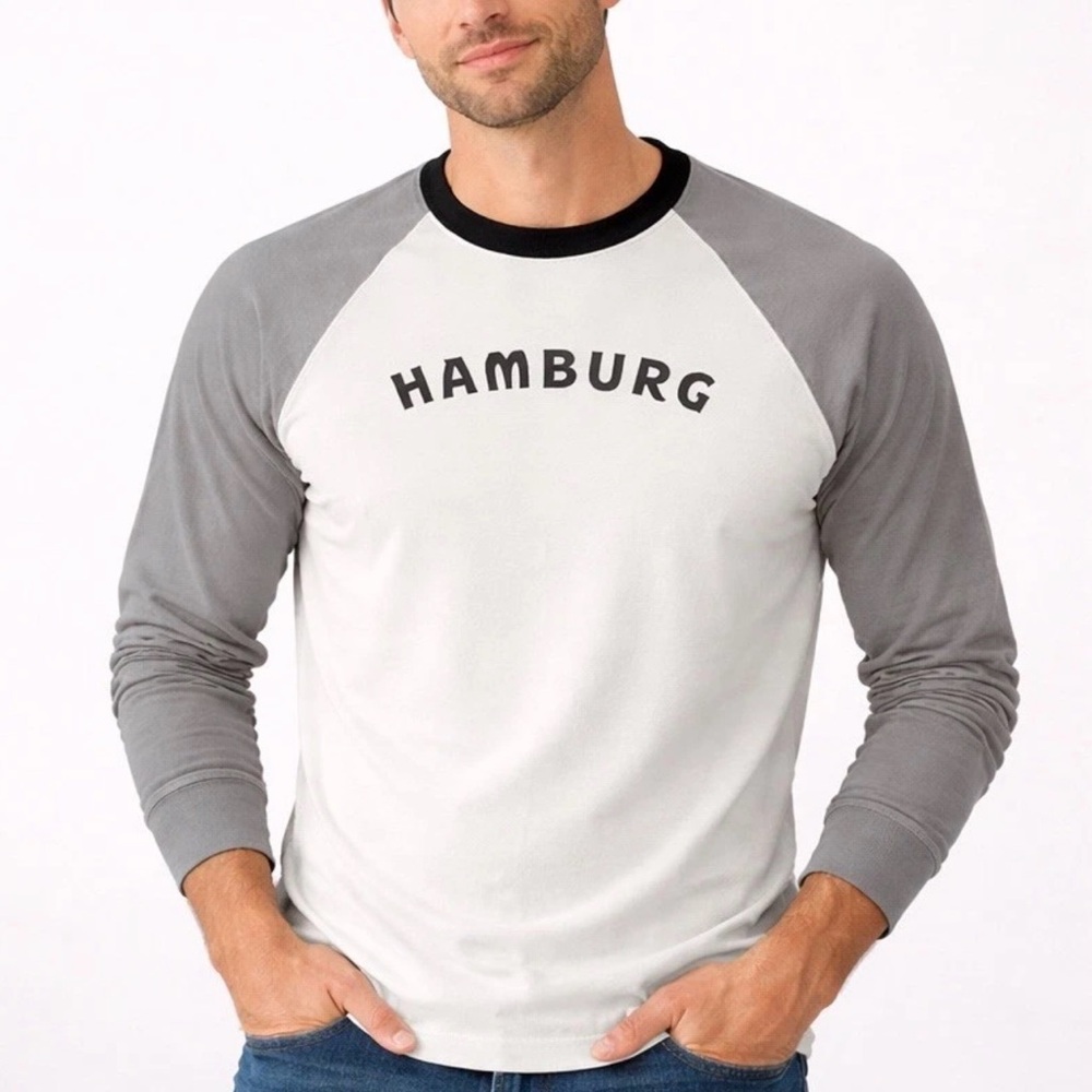 Lucky Brand Mens Large Hamburg Raglan Long Sleeve Graphic Shirt